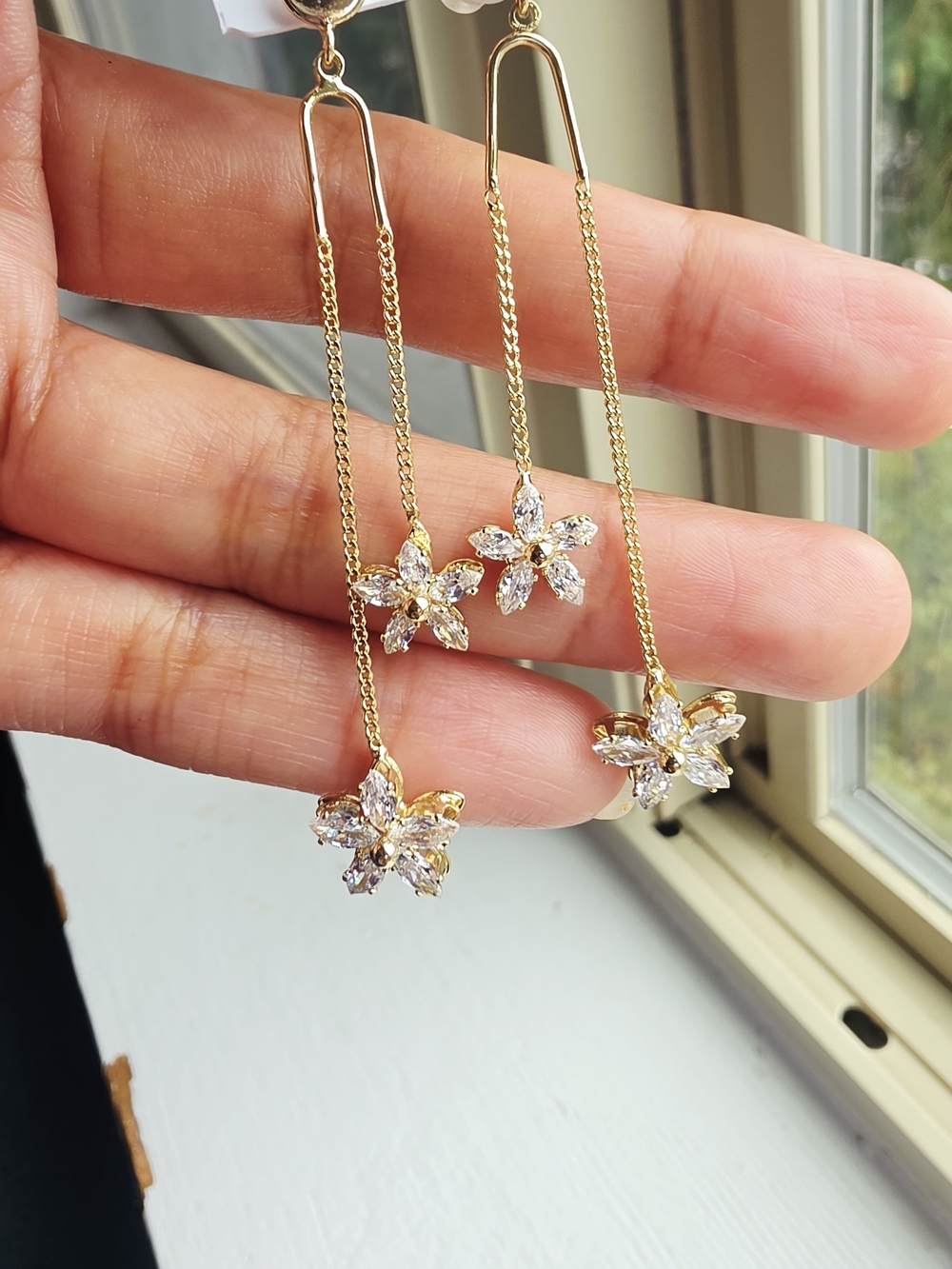 Hermosos Aretes Largos Para Dama Oro Laminado 14k